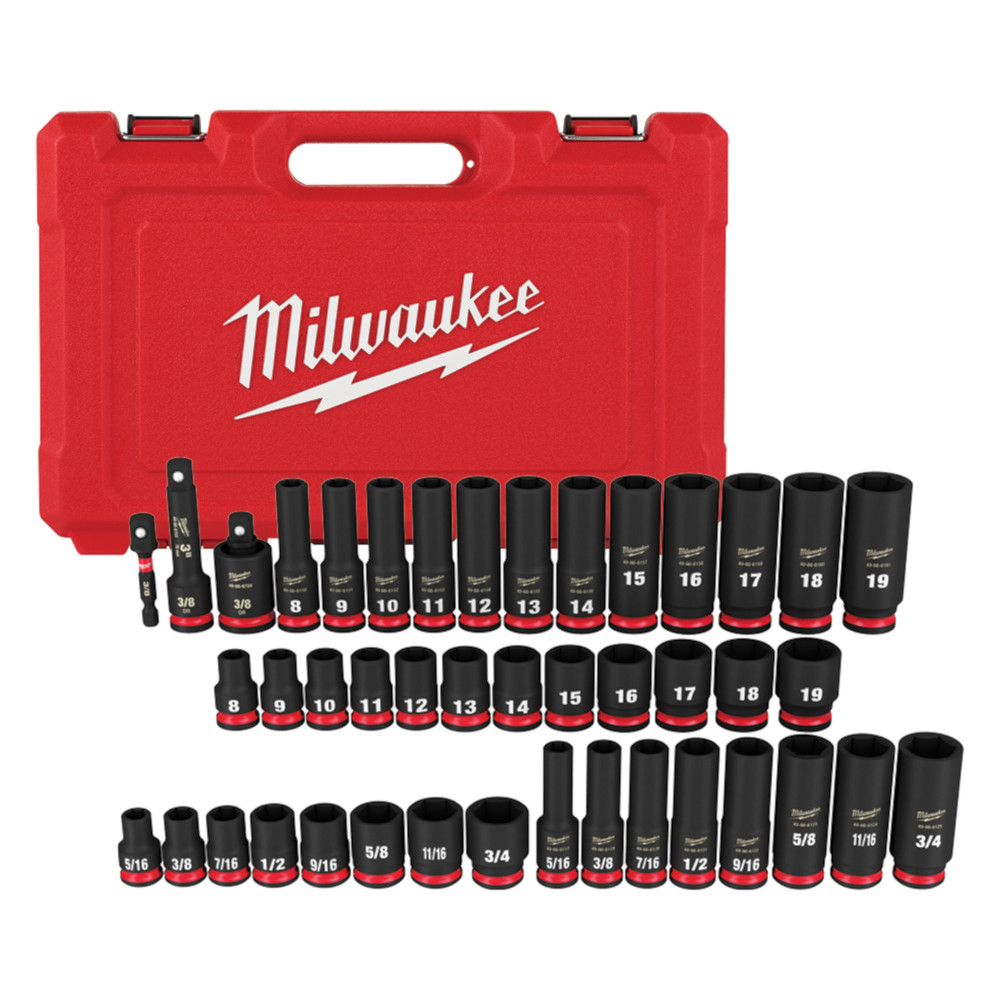 Milwaukee 49-66-7009 SHOCKWAVE Impact Duty 3/8 Drive SAE & Metric Deep 6 Point Socket Set