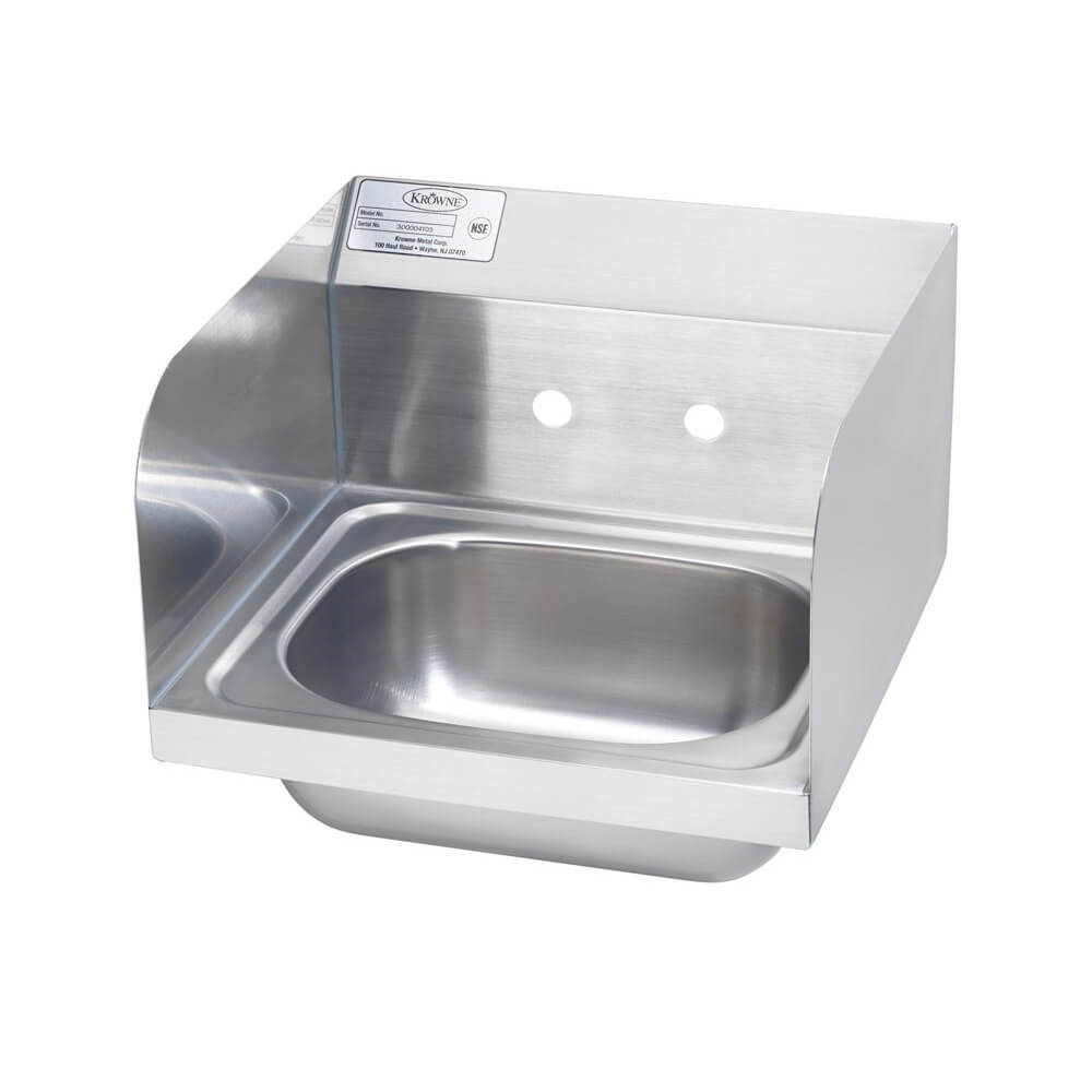 Krowne HS-26L 16 Wall Mount Hand Sink w/ Side Splashes