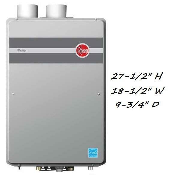 Rheem RTGH-95DVLP Indoor Direct Vent Hot Water Heater Min BTU 11000 Max BTU 199000 120 VAC Propane