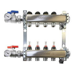 Uponor A2700302 1 Stainless Steel 3-Loop Manifold Assy With Flow Meter, Balancing And Isolation Ball Valves