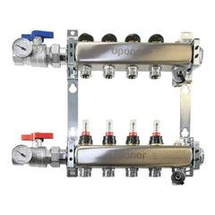 Uponor A2700602 1 Stainless Steel 6-Loop Manifold Assy With Flow Meter, Balancing And Isolation Ball Valves