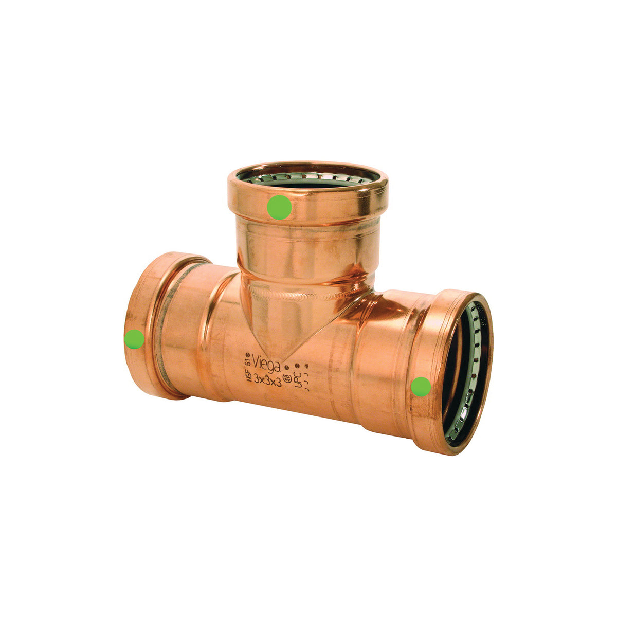 Viega 20709 ProPress XL-C Pipe Tee 2-1/2 x 2 x 1 in Copper