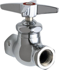 Chicago Faucets 45-ABCP 1/2 in. FNPT Cross Handle Straight Supply Stop Valve in Polished Chrome