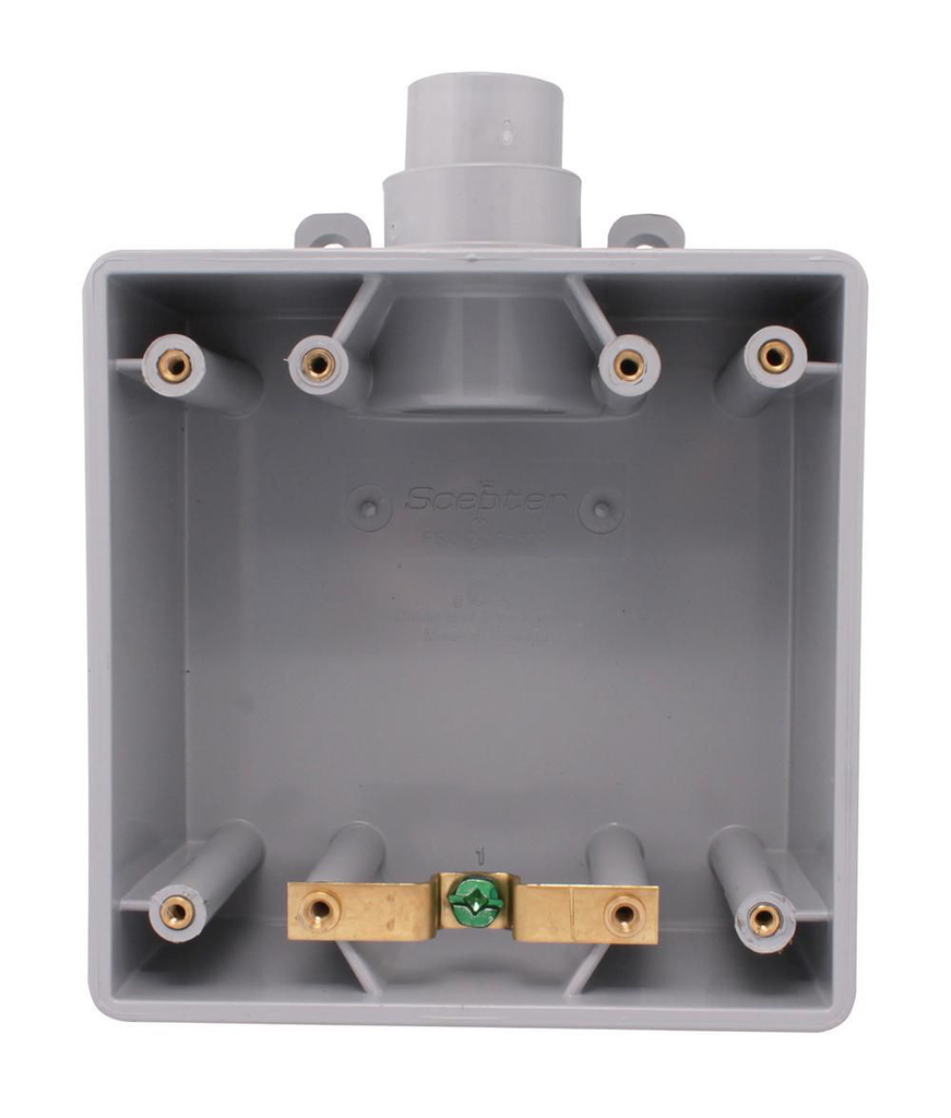 IPEX 077364 2-Gang Plastic FS Outlet Box, 1/2, 3/4 & 1 Hubs, 38.5 cu.in