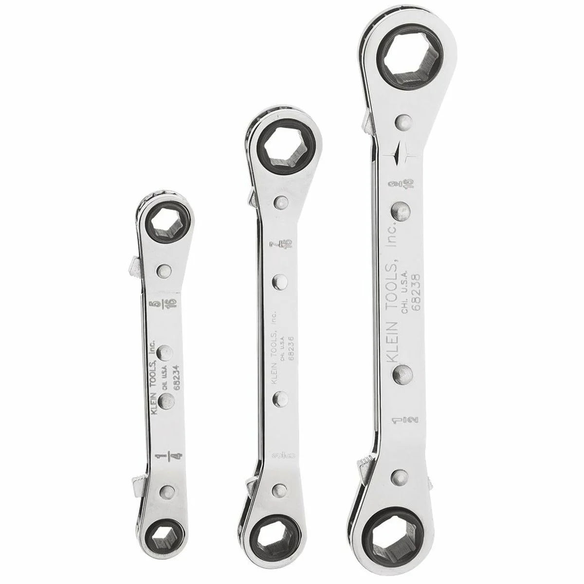 Klein Tools 68244 Reversible Ratcheting Box Wrench Set 3-Piece