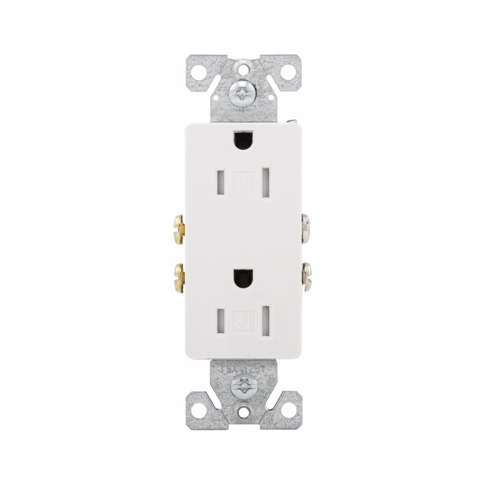 EATON TR1107W-BOX TR1107 Decorator Duplex Tamper-Resistant Straight Blade Receptacle 125 VAC 15 A 2 Poles 3 Wires