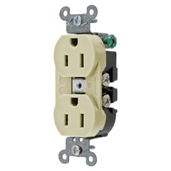 Hubbell 5252AI Wiring Device-Kellems Hubbell-PRO 15A/125V 1-Phase Duplex Heavy Duty Self-Grounding Standard Traditional Screw Mount