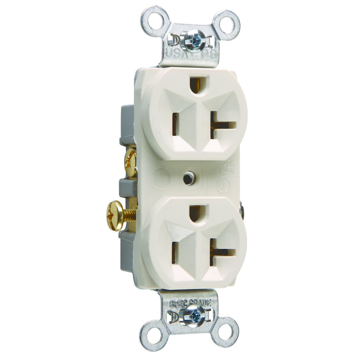 Legrand-Pass & Seymour CR20-LA Commercial Spec Grade Duplex Receptacle Side Wire 20amp 125volt Light Almond