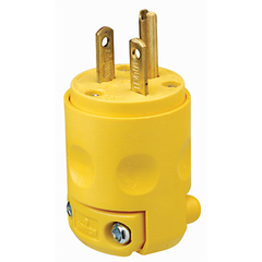 Leviton 620PV 250 Volt 20 Amp 2-Pole 3-Wire NEMA 6-20P Yellow PVC Grounding Polarized Straight Blade Plug