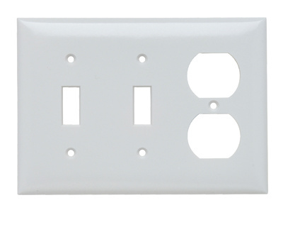 Legrand SP28-W Pass & Seymour 3Gang Wall Plate, 2-Toggle/Duplex, Standard - White