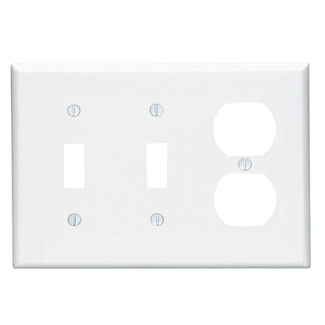 Leviton 80521-W Combination Wallplate Midway Size 3 Gang