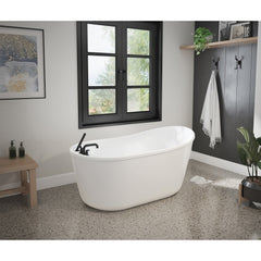 MAAX 106997-000-002 Maax Finlay 58 inch x 32 inch x 27 inch Acrylx Freestanding Soaking Bathtub, End Drain, White