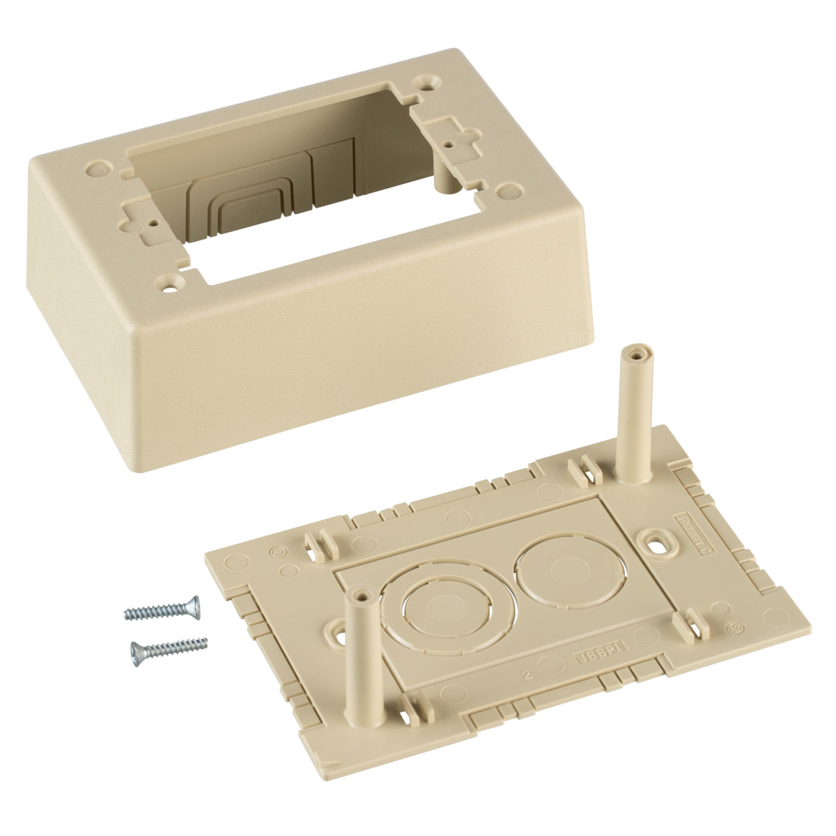 Panduit JBP1EI Surface Raceway, Pwr Rated Junct. Box, S/G 2-pc, Elec Ivory