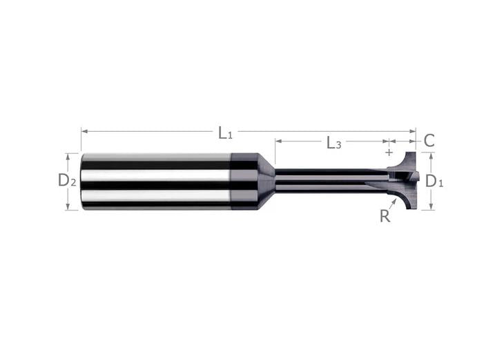 Harvey Tool 16030 Corner Rounding End Mill 0.1 in Cutter Diameter 0.03 in Length of Cut