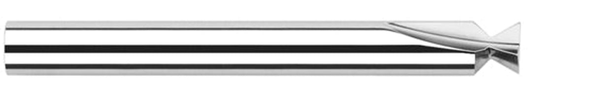 Harvey Tool 27008 Corner Radius Dovetail Cutter, 1/8 in Dia Cutter, 0.187 in W Cutting, 1/8 in Dia Shank Cylindrical Shank, 10 deg Included Angle, 1-1/2 in OAL