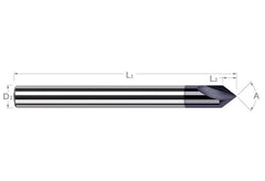 Harvey Tool 50408-C3 HAR 1/8x1.1/2 90DEG 2FSE Carb/AlTiN Engraving Tool Web.010