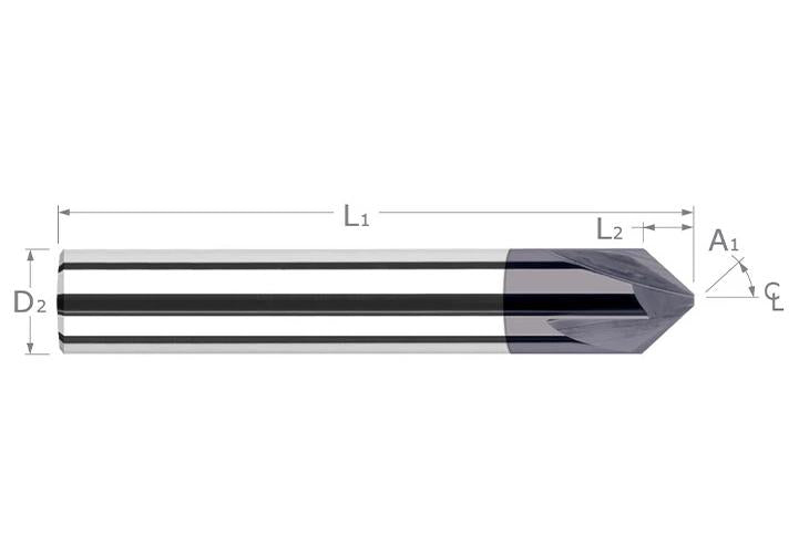 Harvey Tool 48515-C3 HAR 1/4x4 30DEG 3FSE LONG CARB/ALTiN CHAMFER MILL TIP.060