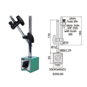 Insize 6200-60 Insize Mag Base W/O Fine Adj 132 LB Pull