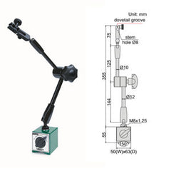 Insize 6208-80E Standard 3D Magnetic Base Universal (176Lb Pull)