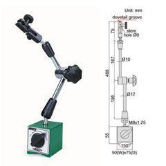 Insize 6210-100E Universal Magnetic Stand w/ 225 lb Magnetic Pull