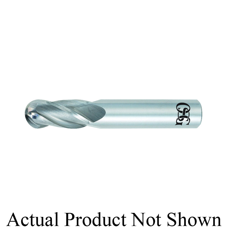 OSG 404-1250-BN11 404BN Center Cutting Regular Length Single End Standard Ball Nose End Mill, 1/8 in Dia Cutter, 1/2 in Length of Cut, 4 Flutes, 1/8 in Dia Shank, 1-1/2 in OAL, TiAlN Coated