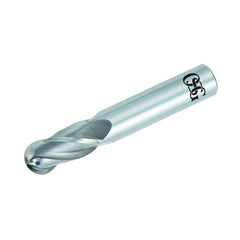 OSG 404-1250-BN11 404BN Center Cutting Regular Length Single End Standard Ball Nose End Mill, 1/8 in Dia Cutter, 1/2 in Length of Cut, 4 Flutes, 1/8 in Dia Shank, 1-1/2 in OAL, TiAlN Coated