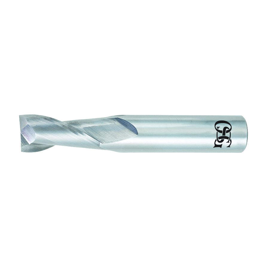 OSG 402-1875 Center Cutting Regular Length Single End Standard Square End Mill, 3/16 in Dia Cutter, 5/8 in Length of Cut, 2 Flutes, 3/16 in Dia Shank, 2 in OAL, Bright