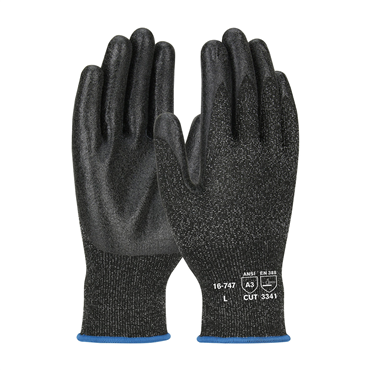 PIP 16-747/L Black Knit Wrist Cuff PVC Large Cut-Resistant Gloves