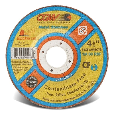 CGW Abrasives 45017 Contaminate Free Cut-Off Wheel 6 Inch Diameter 60 Grit Aluminum Oxide