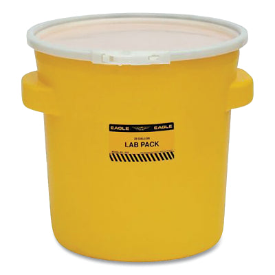 Eagle 1652 Lab Pack Poly Barrel Drum 20 gal Plastic Lever-Lock Lid Yellow