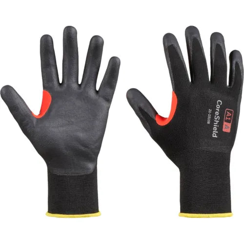 Honeywell 21-1515B/10XL Coreshield 15 Gauge Nylon Black Liner Gloves, Nitrile Micro-Foam Coating, Size 10XL