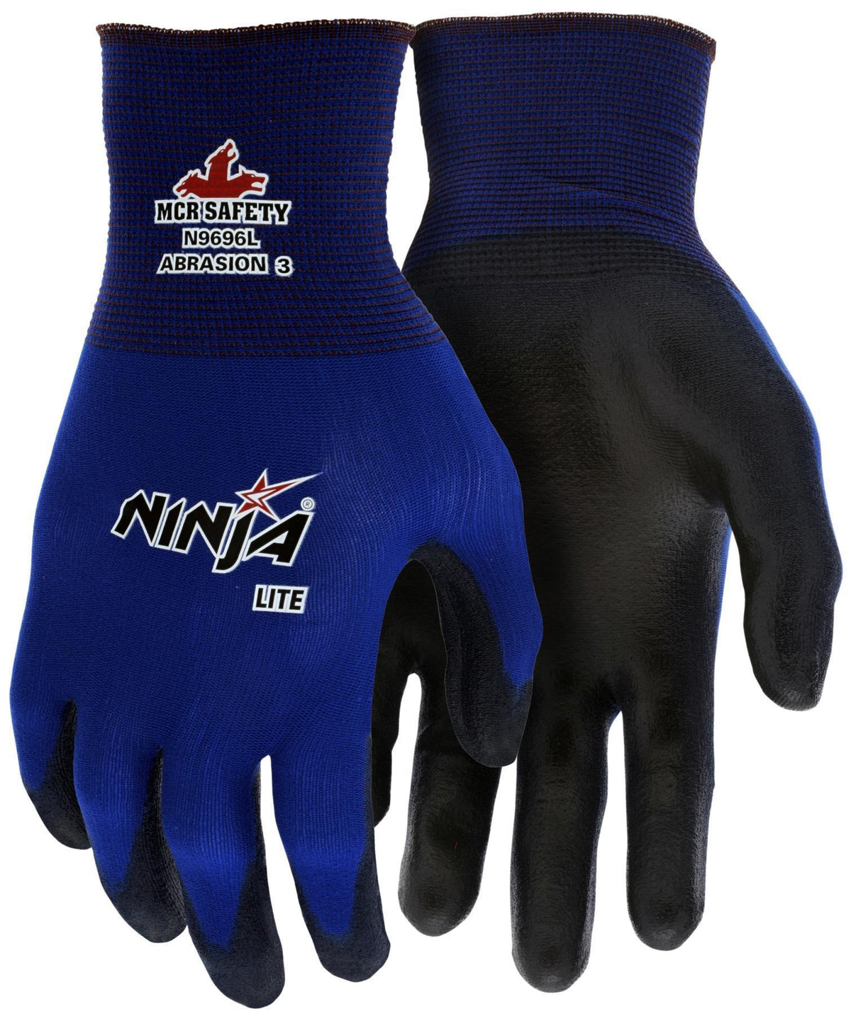 MCR Safety N9696M Ninja Lite Gloves, 18 Gauge Nylon Shell, Polyurethane Palm/Fingertips, 12 Pairs