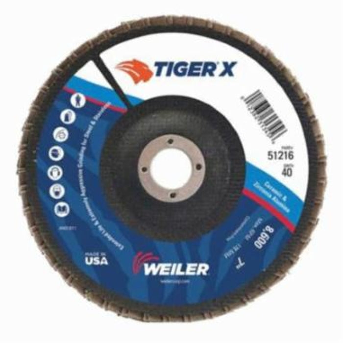 Weiler 51217 Tiger X Flap Disc 60 Grit 7 in Diameter 7/8 in Center Hole