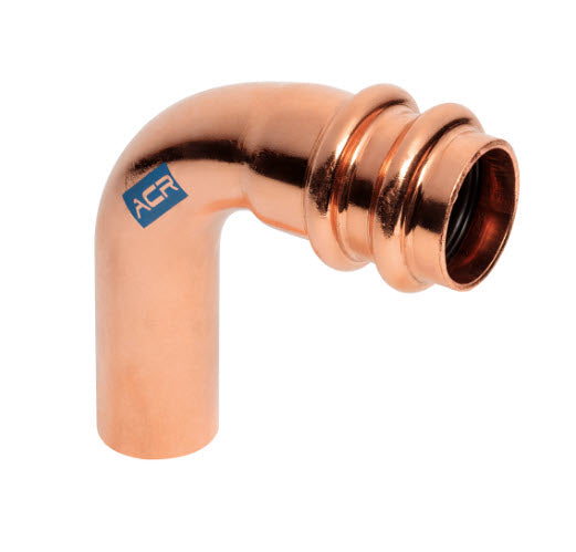 Mueller RP02817 ACR Press Copper 90 Elbow, 0.75 x 1.93 x 1/2 OD (Ftg x P) Street Long Radius