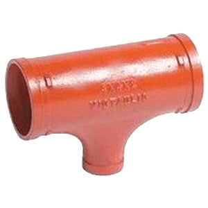 Victaulic FF05025P00 Model 25 Orange Enamel Ductile Iron Reducing Tee, 6 x 6 x 3 in, Grooved End