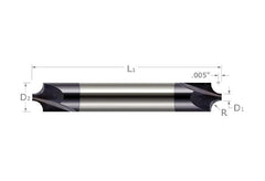 Harvey Tool 46100-C3 Corner Rounding End Mill, 1/4 in Dia Cutter, 2 in OAL, AlTiN