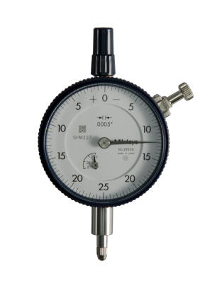 Mitutoyo 2922SB 2 Series Flat Back Inch Standard Dial Indicator 1/8 in 0 to 25 to 0 Dial Reading 0.0005 in