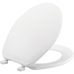 Bemis 70000 Plastic Toilet Seat With Cover, Round Closed Front, Top-Tite Hinge, White