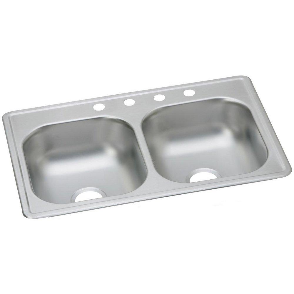 Dayton D233194 Double Bowl Stainless Steel Drop-in Sink 33 x 19 x 6-7/16