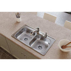 Dayton D233194 Double Bowl Stainless Steel Drop-in Sink 33 x 19 x 6-7/16