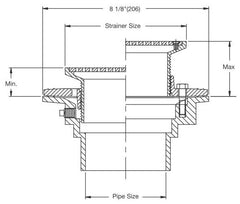 Watts FD-102P-A5 2 Push-On Floor Drain with 5 Round Heelproof Nickel Bronze Strainer