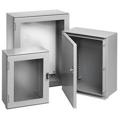 HOFFMAN UU1008030 Wall Mount Enclosure, Solid Door, NEMA 3/3R/4/4X/12/13, 40.35 Length x 32.48 Width, Painted Light Gray Acrylic Enamel