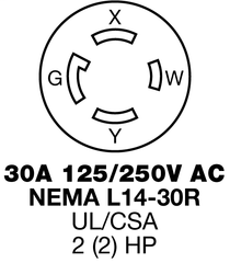 Hubbell HBL2713 30A 125/250V AC Twist-Lock Insulgrip Black & White Nylon Connector Body