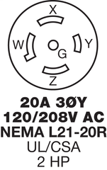 Hubbell HBL2513 20A 3PhY 120/208V AC Twist-Lock INSULGRIP Black Nylon Connector Body