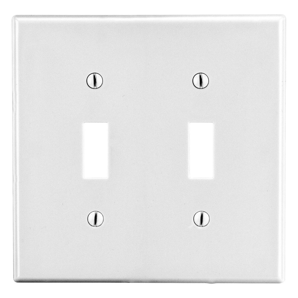 Hubbell Wiring Device-Kellems P2W Wallplate 2-Gang Toggle White