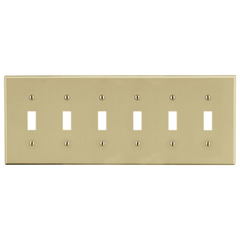 Hubbell Wiring Device-Kellems P6I Wallplate 6-Gang 6 Toggle Ivory