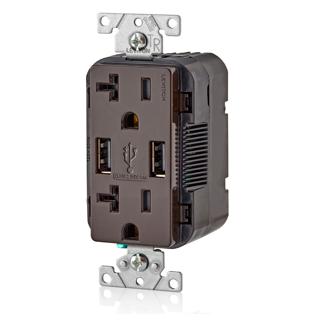 Leviton T5832-B Combination Duplex Receptacle/Outlet and USB Charger 20 Amp 125 Volt