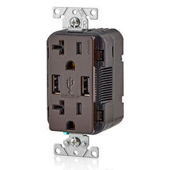 Leviton T5832-B Combination Duplex Receptacle/Outlet and USB Charger 20 Amp 125 Volt