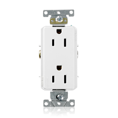 Leviton 16242-W Straight Blade Duplex Receptacle 125 Volt 15 Amp 2-Pole 3-Wire NEMA 5-15R