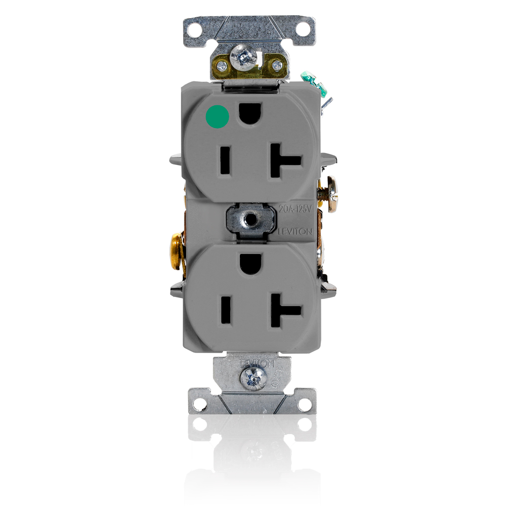 Leviton 8300-HGY 20amp 125volt Heavy-Duty Hospital Grade Slim Design Duplex Receptacle